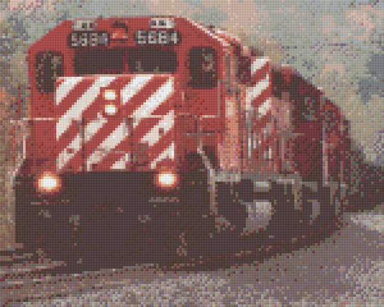 Red And White Train Nine [9] Baseplate PixelHobby Mini-mosaic Art Kit